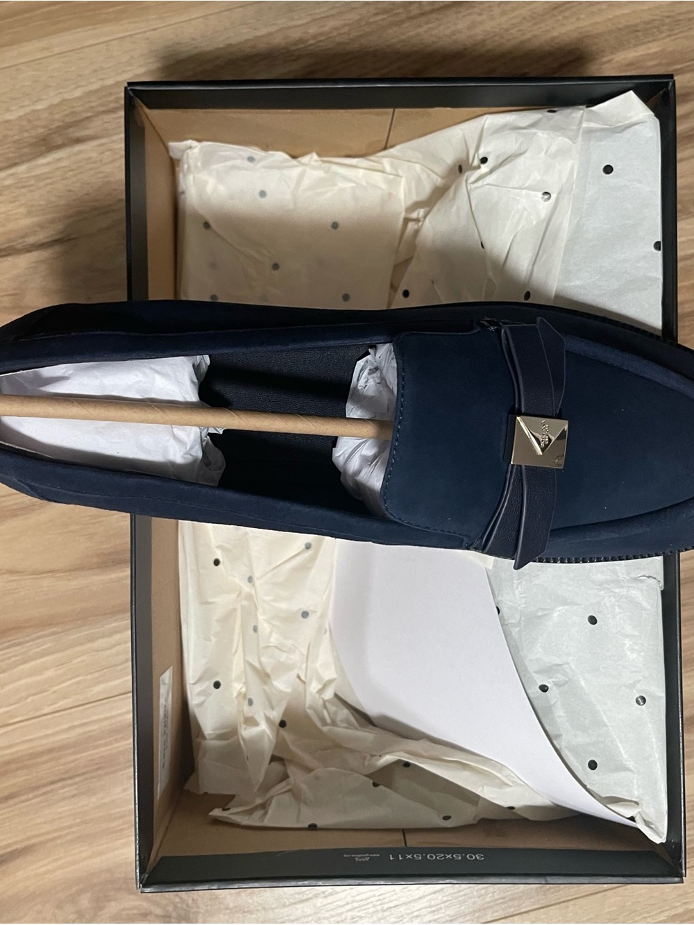 kate spade Navy Blue Suede Women's Slip-On Loafers with Metal Accent
